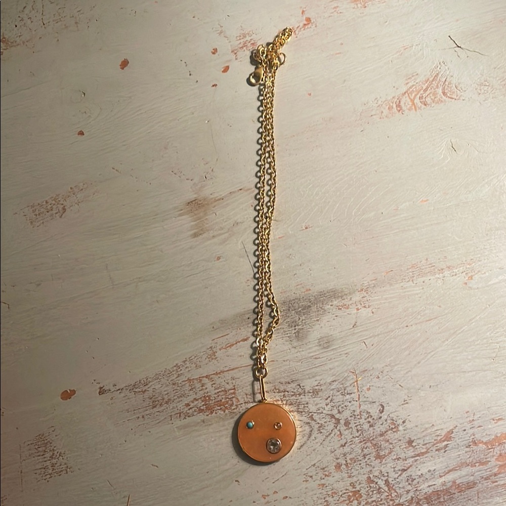 Gold Circular Pendant Necklace with Delicate Chain